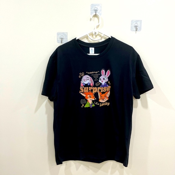 Black Graphic T-Shirt with Colorful Print - Picture 1 of 3